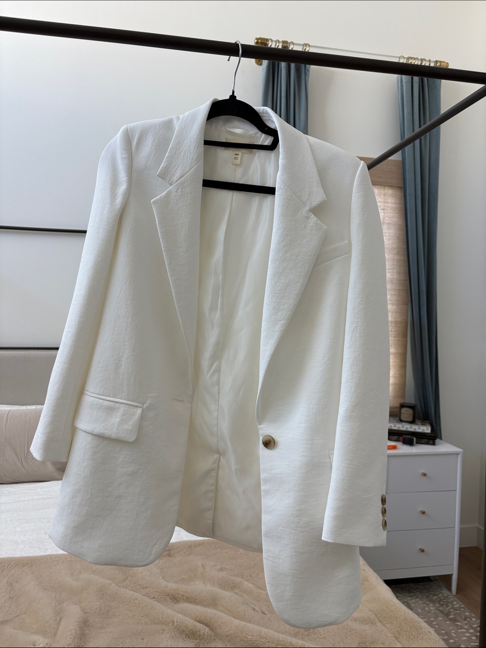 Women's White Single-Button Blazer Jacket